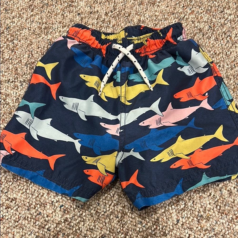 Mini Boden Boys Tropical Swim Shorts Trio - Sharks, Crocodiles & Parrots - Picture 2 of 13
